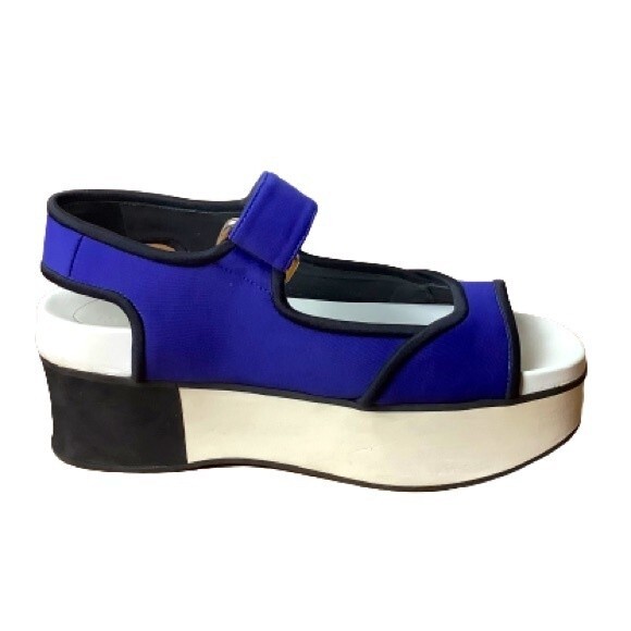 Marni Blue Color Block Neoprene Sandals Summer Bright Travel Comfortable Size 6 - Picture 1 of 12